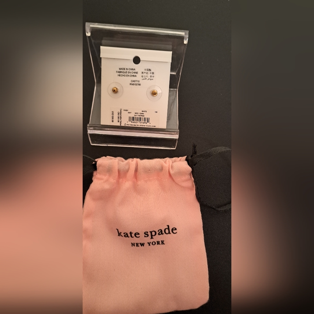 Kate Spade Gold&White Stud Earrings NWT, dust bag included. - Picture 2 of 3